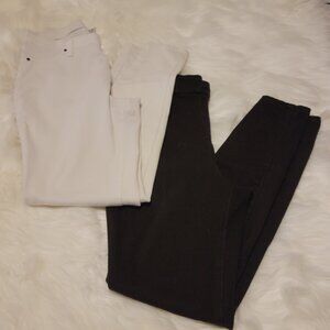 (2 Pack) Time and Tru Women's High Rise Jeggings, Cream & Black, Size M
